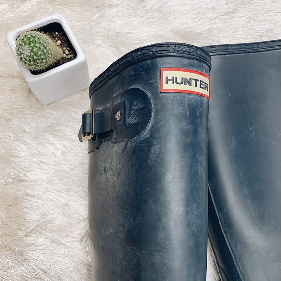 HUNTER | Tall Matte Navy Blue Rain Boots - Picture 8 of 8